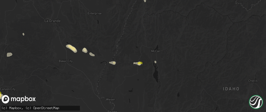 Hail map in Council, ID on May 28, 2026