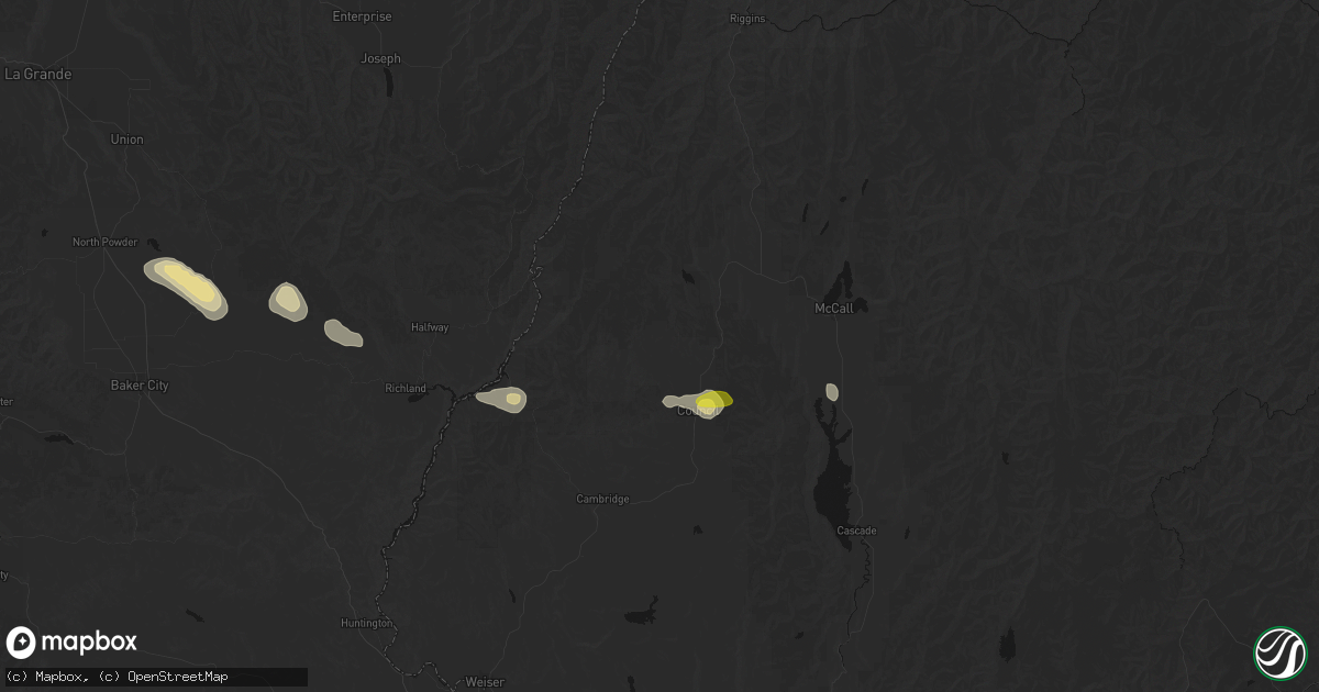 Hail map in Council, ID on May 28, 2026