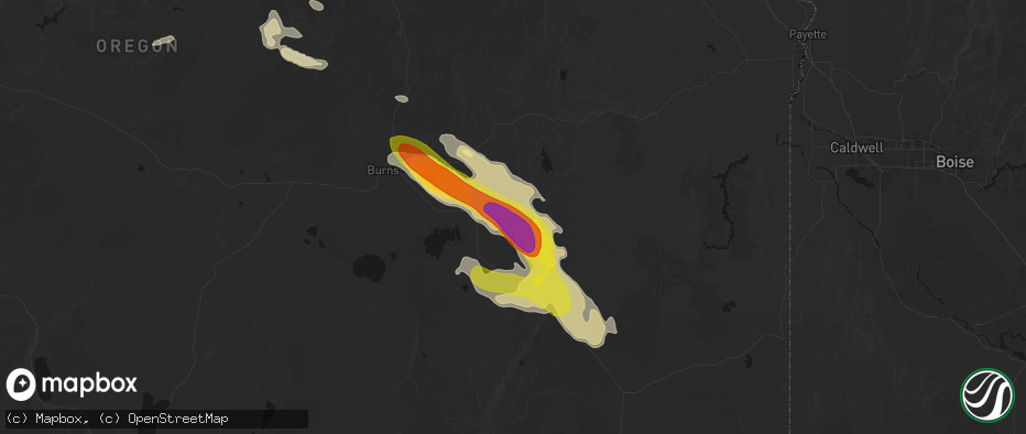 Hail map in Crane, OR on May 28, 2026