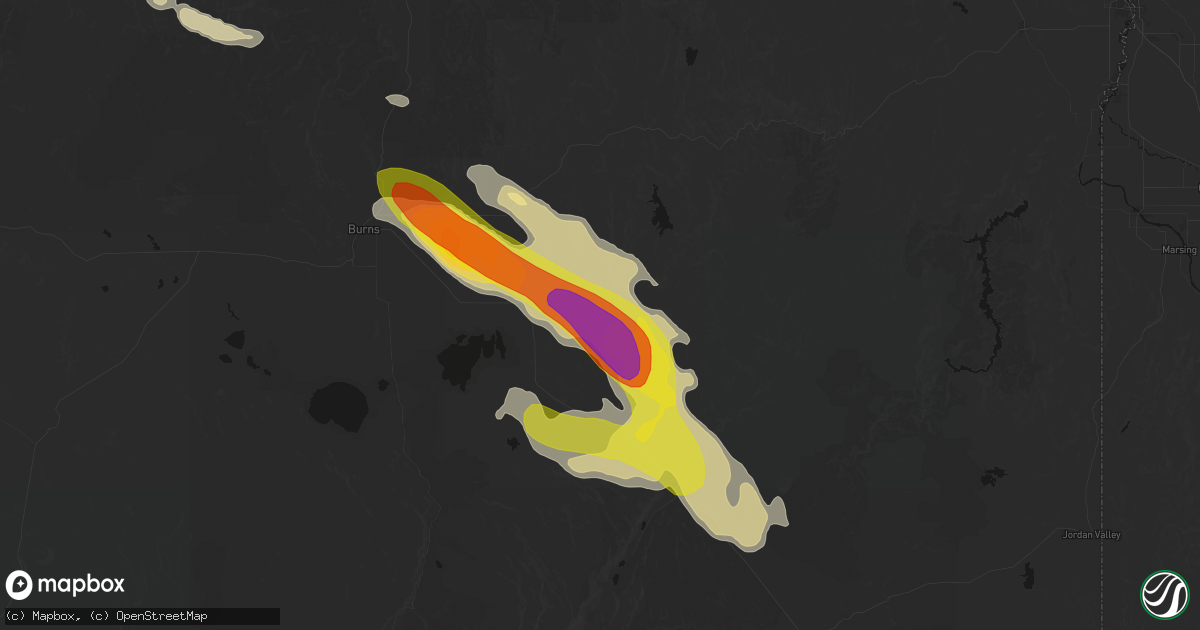 Hail map in Crane, OR on May 28, 2026