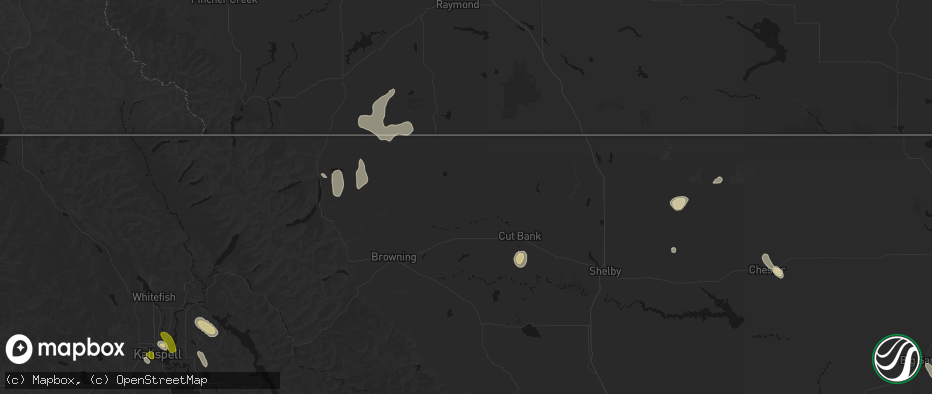 Hail map in Cut Bank, MT on May 28, 2026