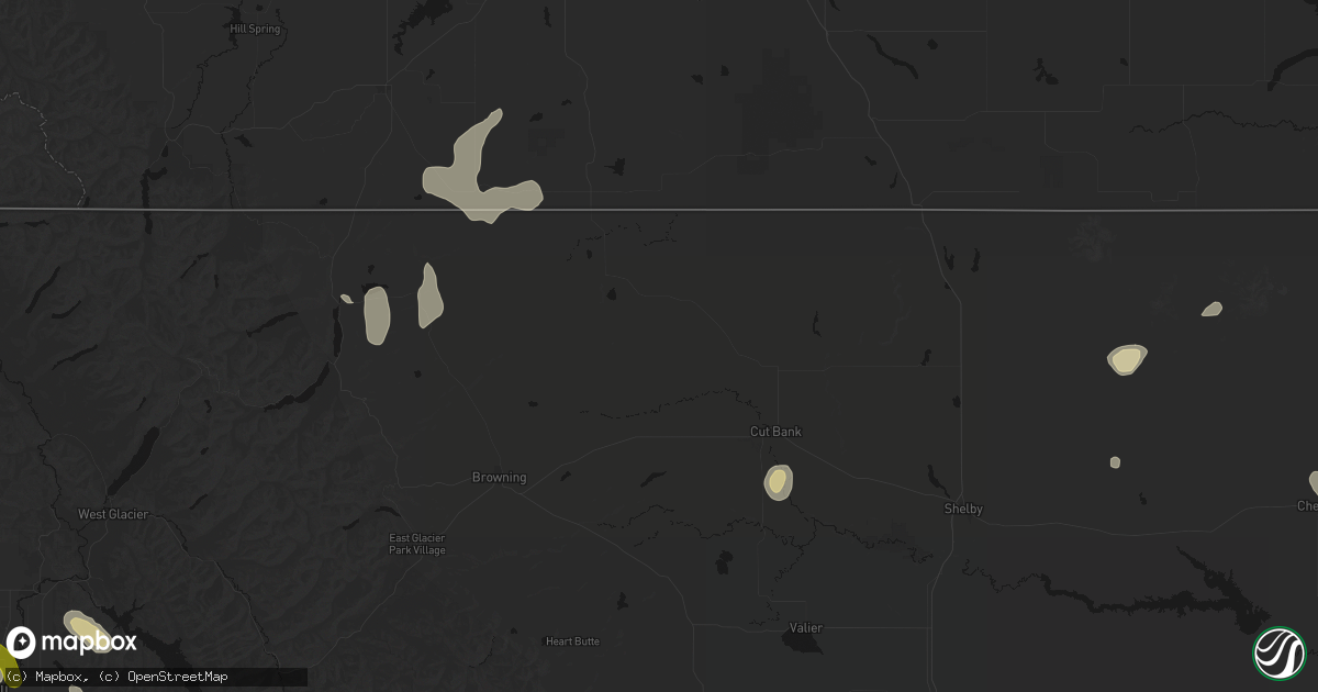 Hail map in Cut Bank, MT on May 28, 2026