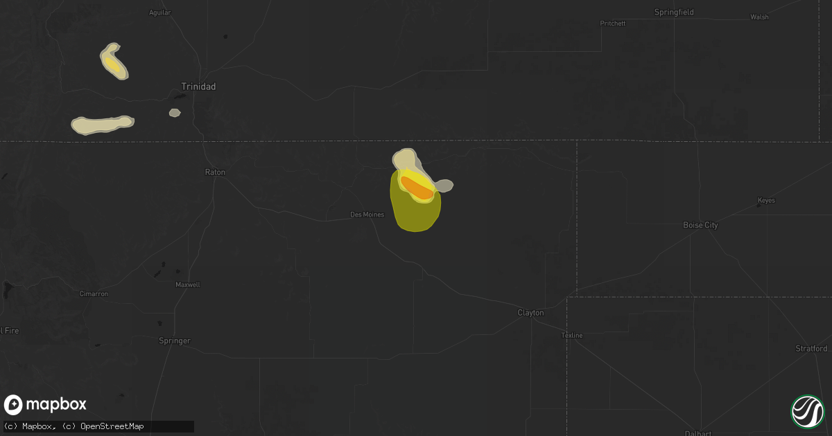 Hail map in Des Moines, NM on May 28, 2026