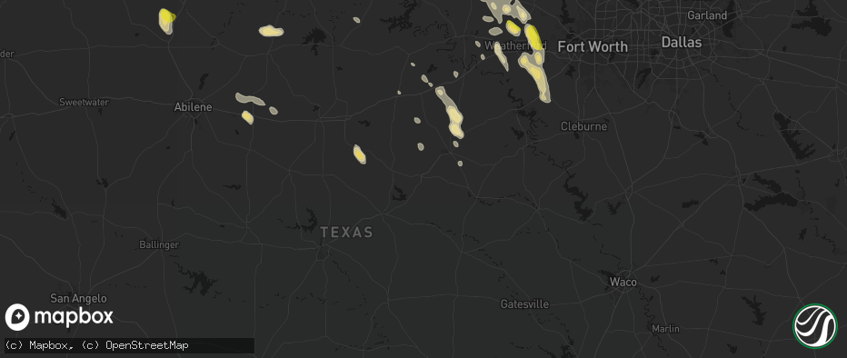 Hail map in Dublin, TX on May 28, 2026