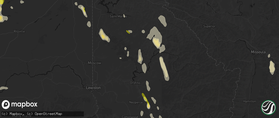 Hail map in Elk River, ID on May 28, 2026