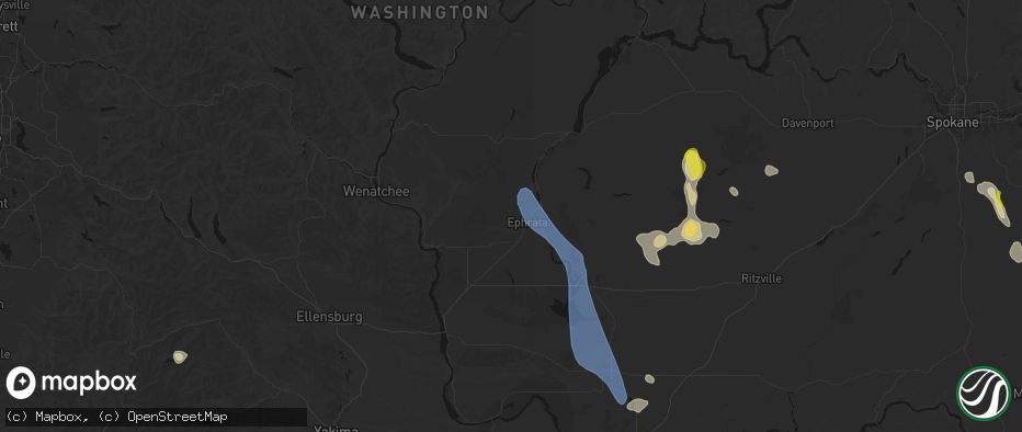 Hail map in Ephrata, WA on May 28, 2026