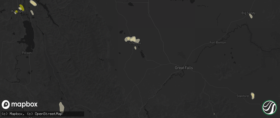 Hail map in Fairfield, MT on May 28, 2026