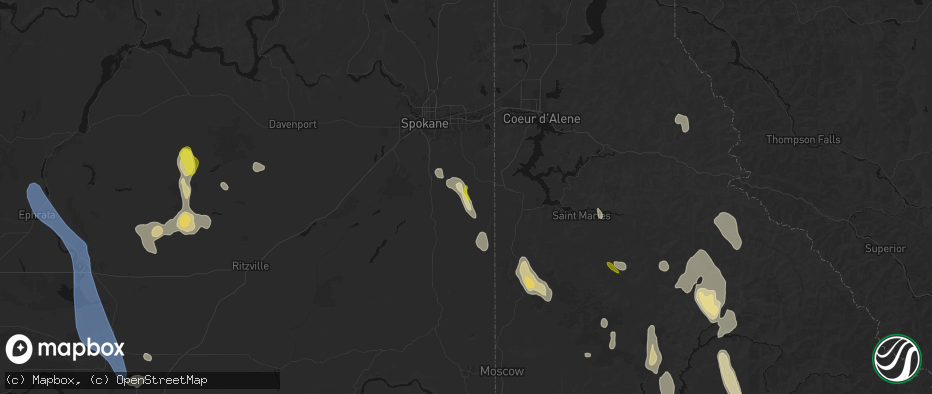 Hail map in Fairfield, WA on May 28, 2026