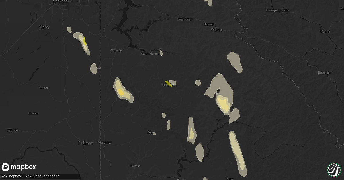 Hail map in Fernwood, ID on May 28, 2026