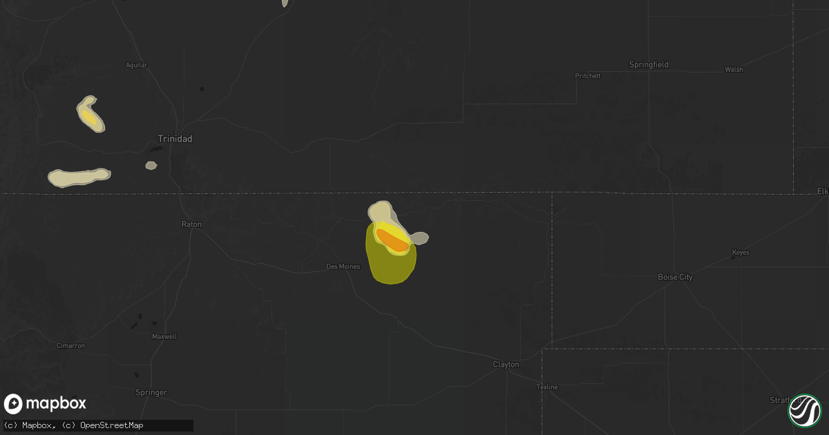Hail map in Folsom, NM on May 28, 2026