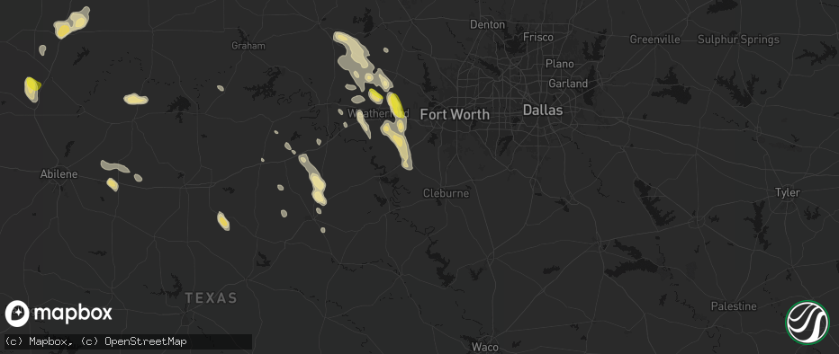 Hail map in Godley, TX on May 28, 2026