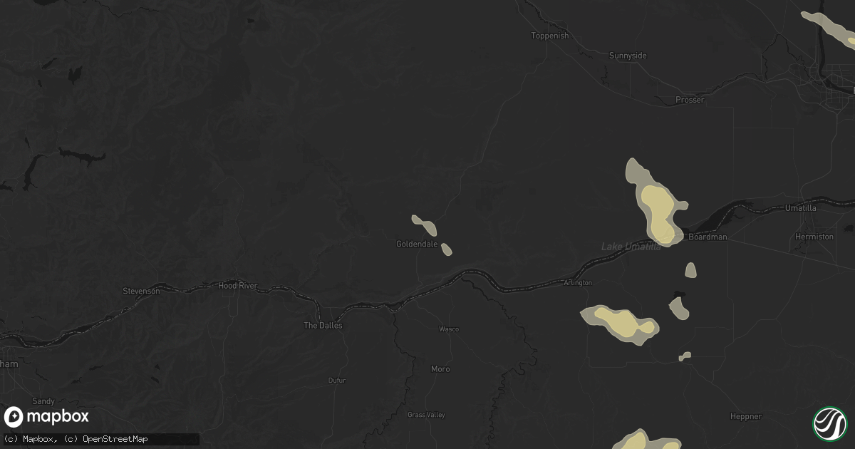 Hail map in Goldendale, WA on May 28, 2026