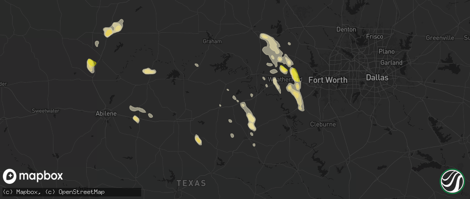 Hail map in Gordon, TX on May 28, 2026