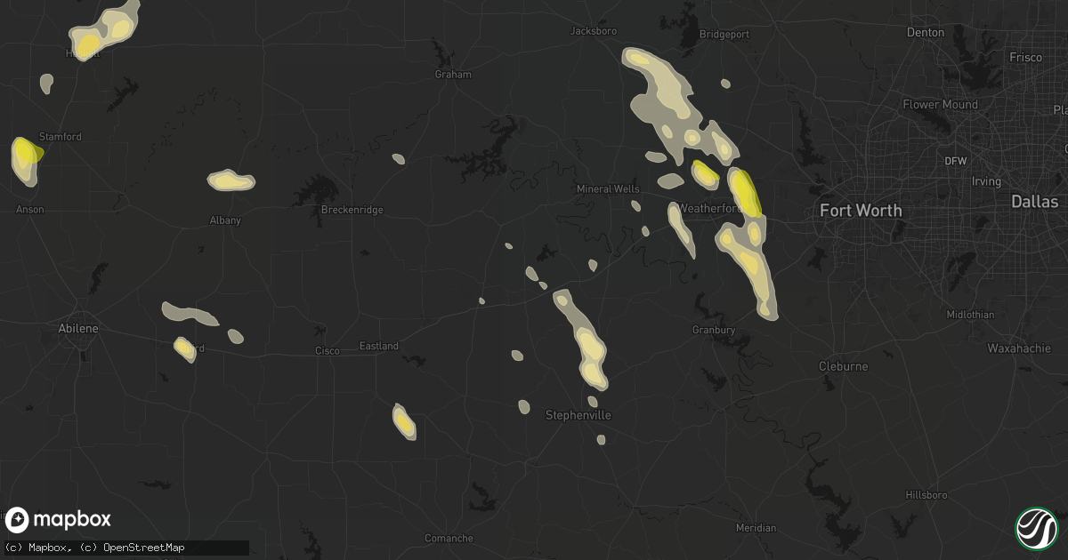 Hail map in Gordon, TX on May 28, 2026