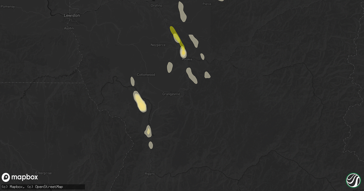 Hail map in Grangeville, ID on May 28, 2026