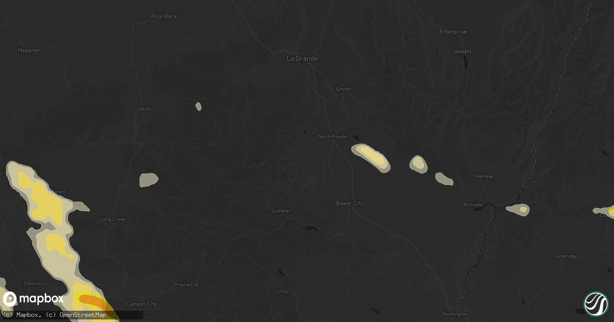 Hail map in Haines, OR on May 28, 2026