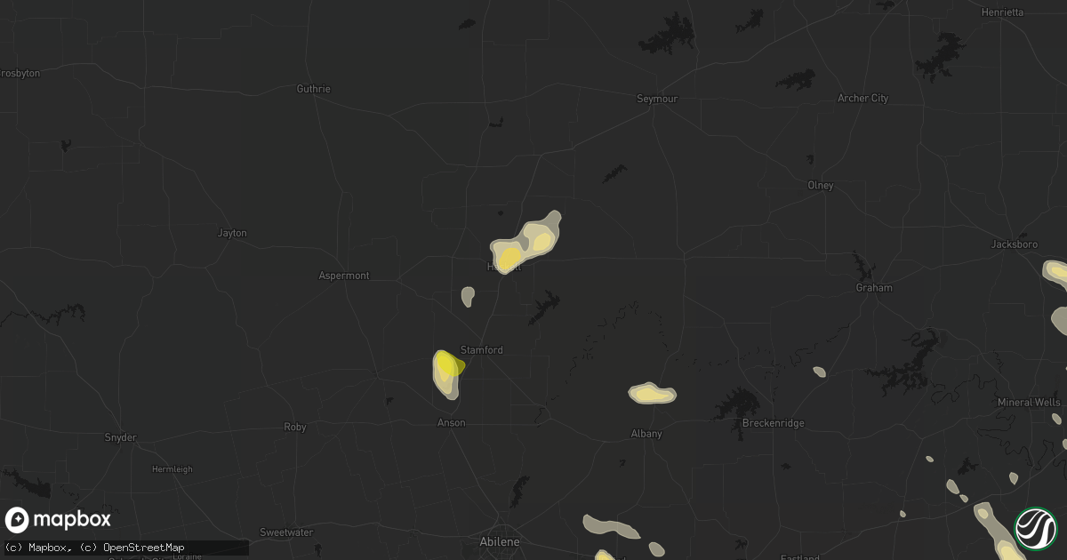 Hail map in Haskell, TX on May 28, 2026