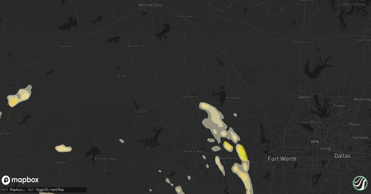 Hail map in Jacksboro, TX on May 28, 2026