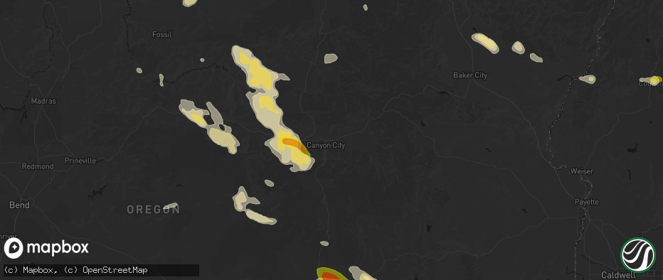 Hail map in John Day, OR on May 28, 2026
