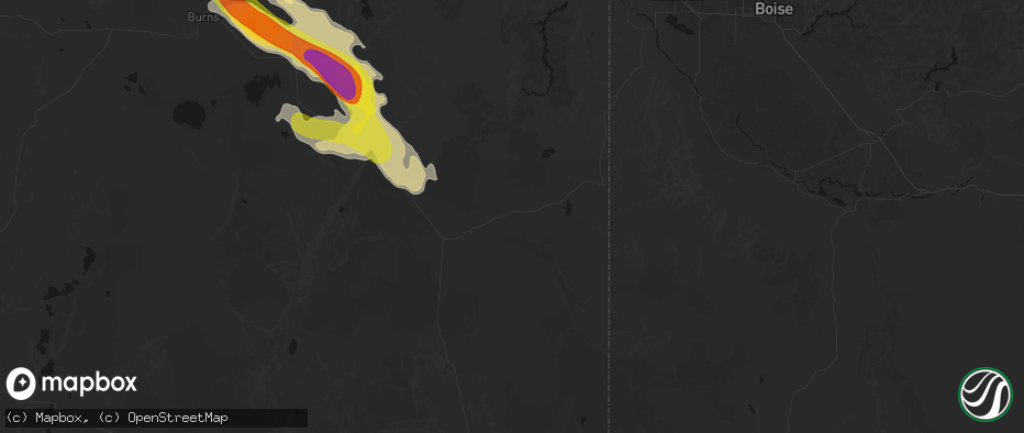 Hail map in Jordan Valley, OR on May 28, 2026
