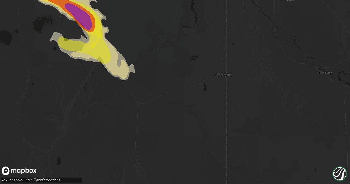 Hail map in Jordan Valley, OR on May 28, 2026