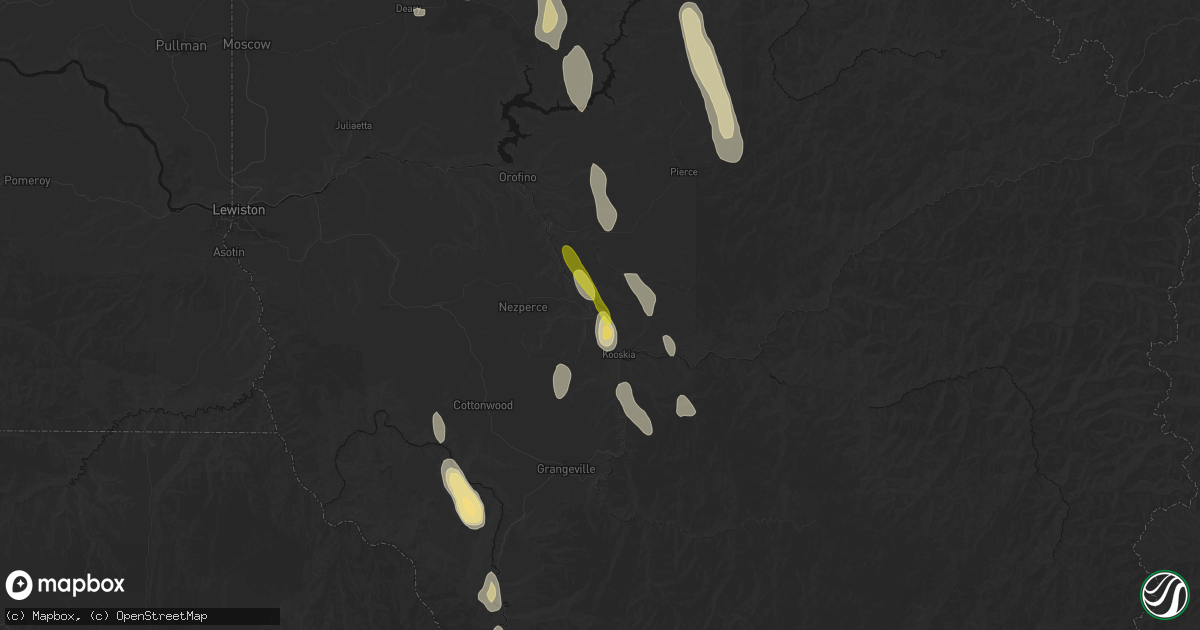 Hail map in Kamiah, ID on May 28, 2026