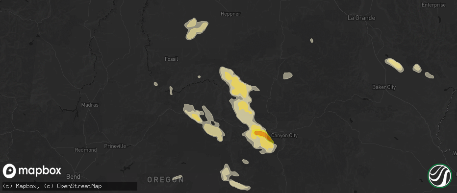 Hail map in Kimberly, OR on May 28, 2026