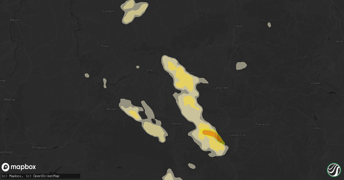 Hail map in Kimberly, OR on May 28, 2026