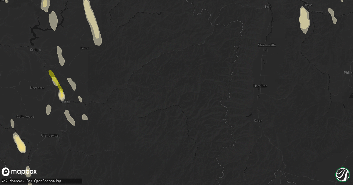 Hail map in Kooskia, ID on May 28, 2026