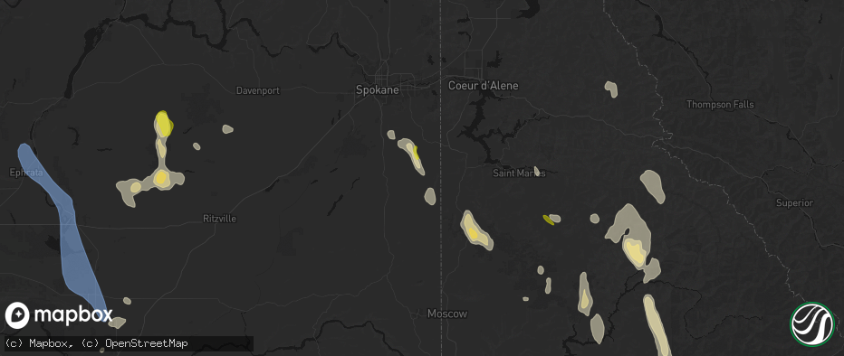 Hail map in Latah, WA on May 28, 2026