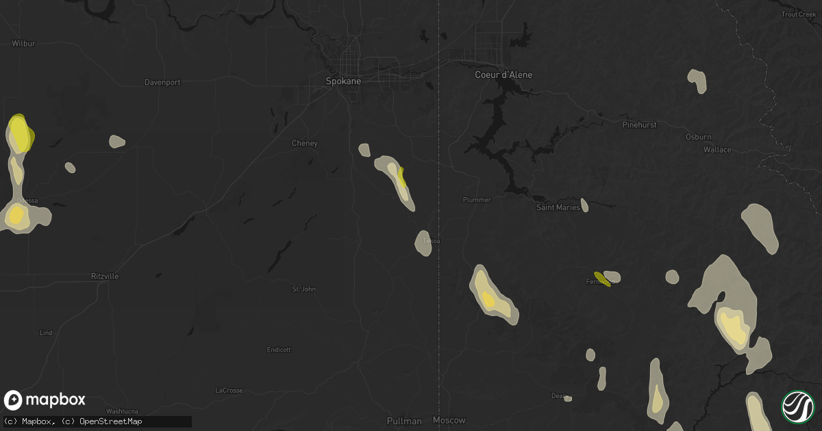 Hail map in Latah, WA on May 28, 2026