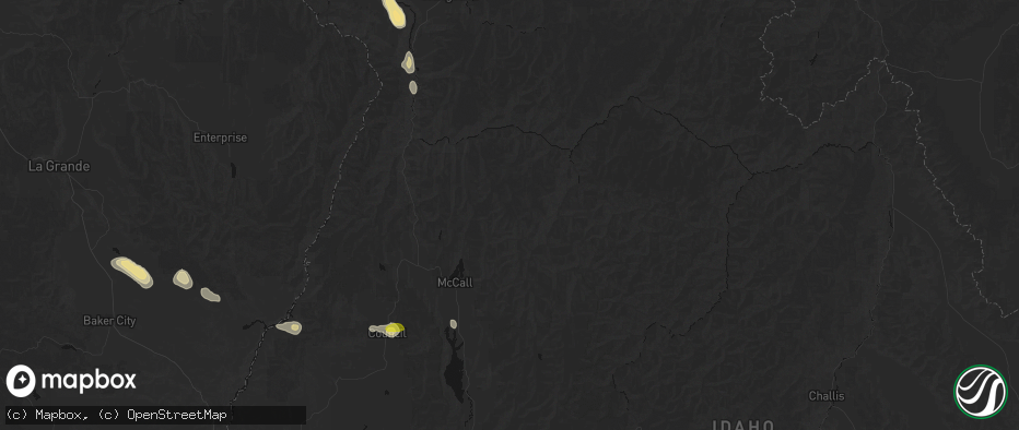 Hail map in Mccall, ID on May 28, 2026