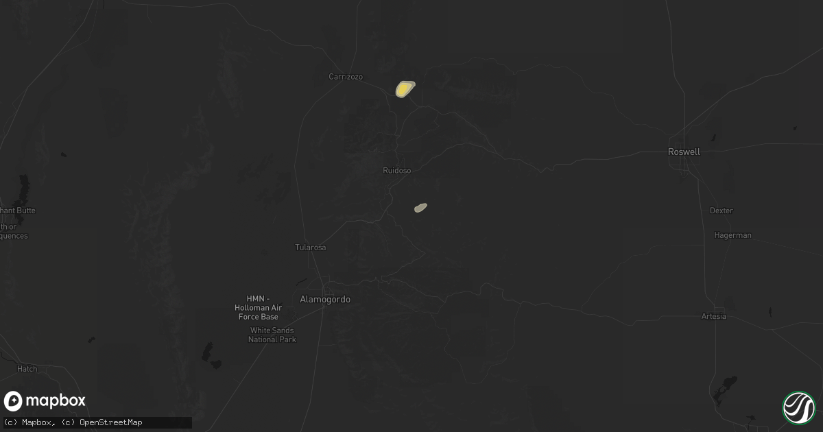 Hail map in Mescalero, NM on May 28, 2026