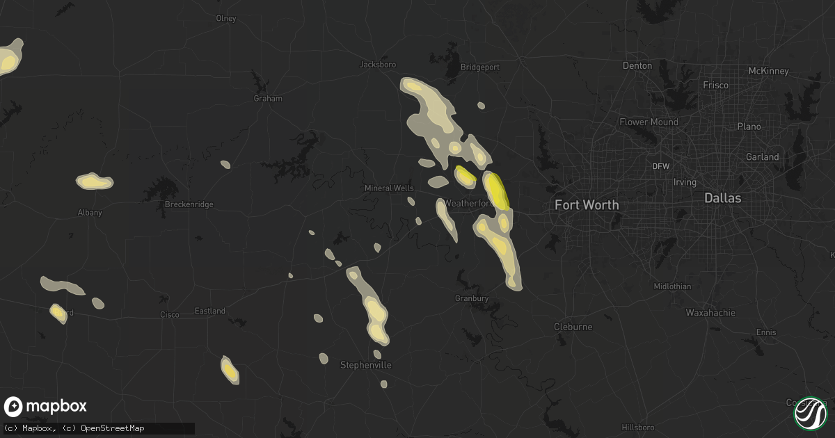 Hail map in Millsap, TX on May 28, 2026