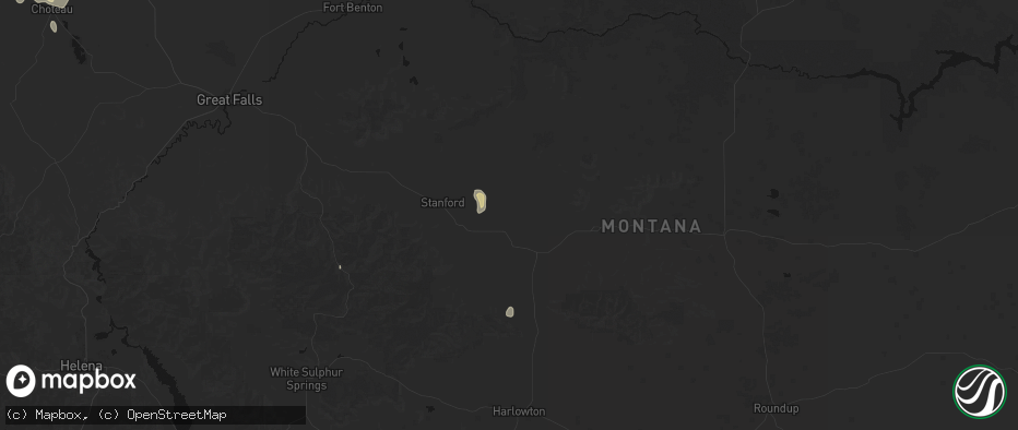 Hail map in Moccasin, MT on May 28, 2026