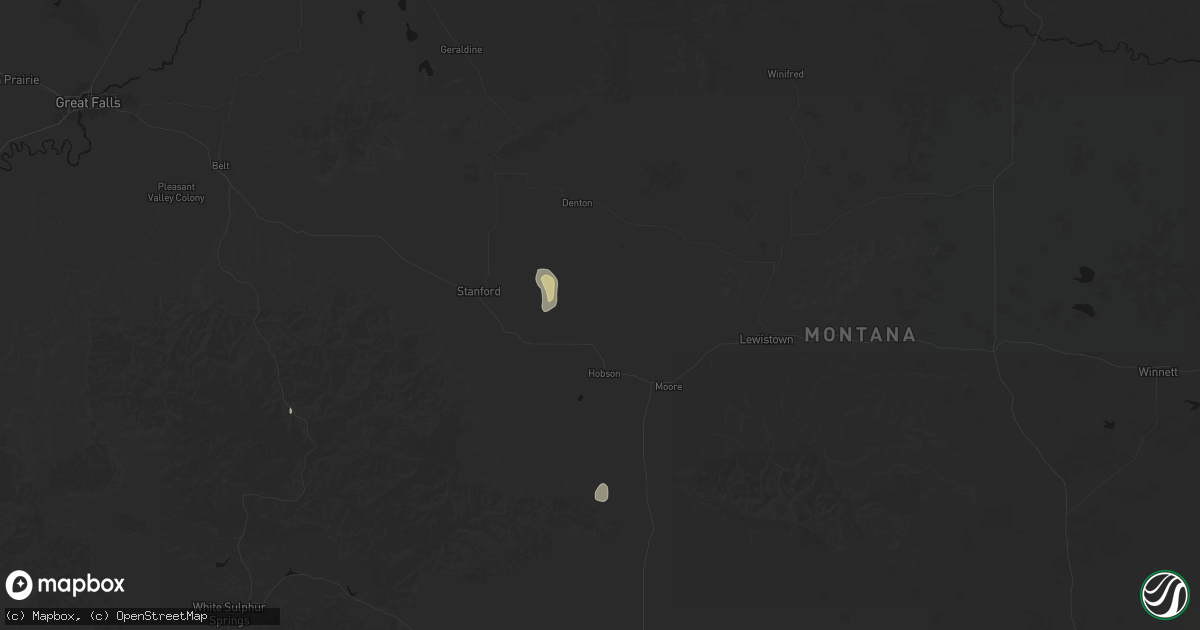 Hail map in Moccasin, MT on May 28, 2026