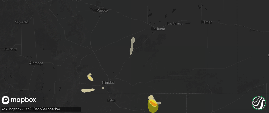 Hail map in Model, CO on May 28, 2026
