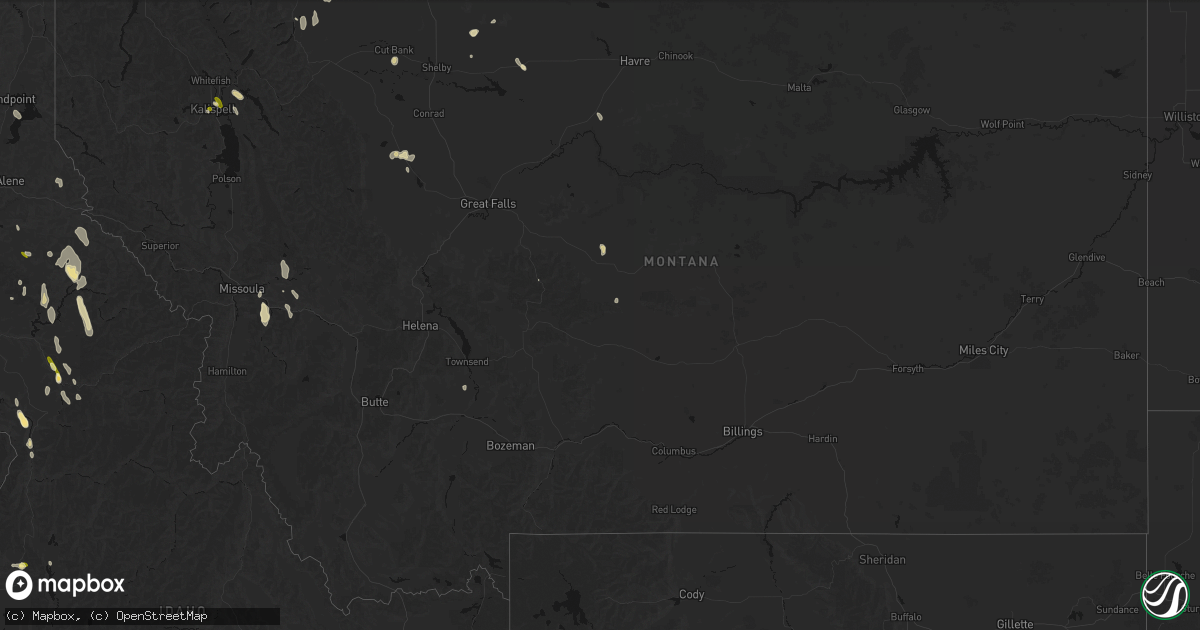 Hail map in Montana on May 28, 2026