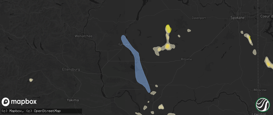 Hail map in Moses Lake, WA on May 28, 2026