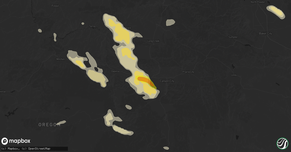 Hail map in Mount Vernon, OR on May 28, 2026