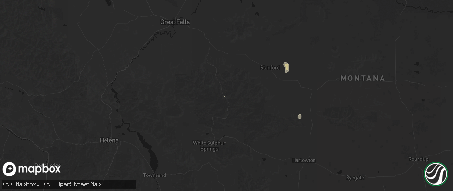 Hail map in Neihart, MT on May 28, 2026