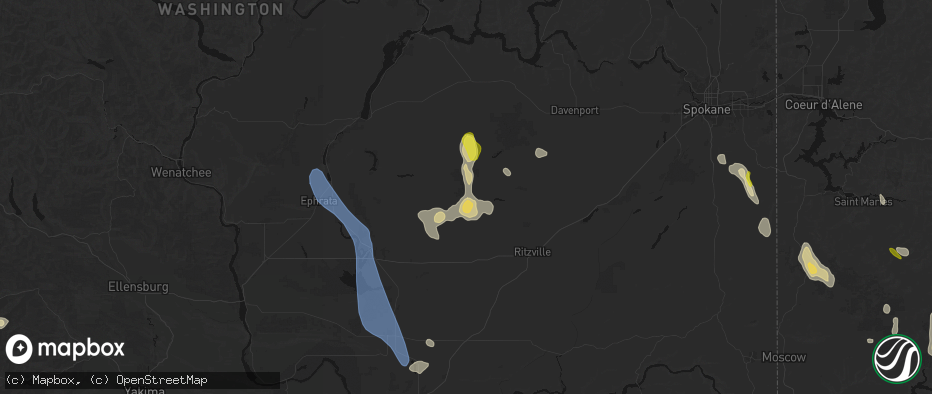 Hail map in Odessa, WA on May 28, 2026