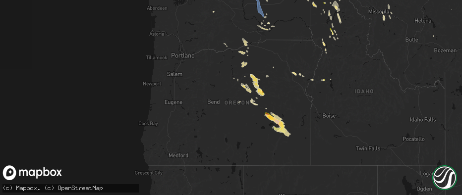 Hail map in Oregon on May 28, 2026