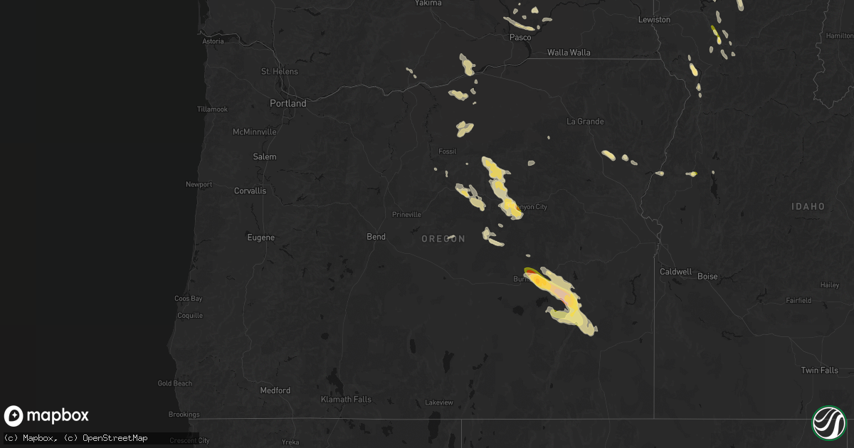 Hail map in Oregon on May 28, 2026