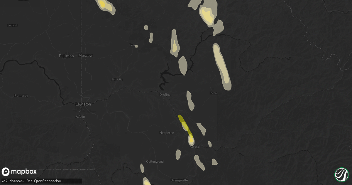 Hail map in Orofino, ID on May 28, 2026