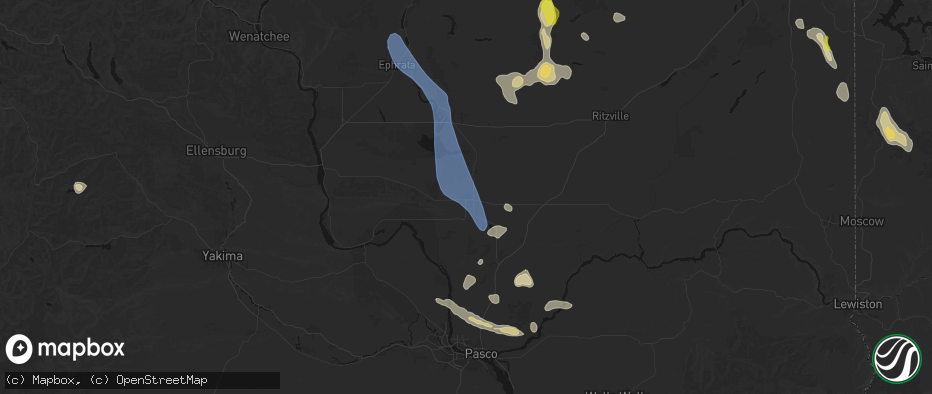 Hail map in Othello, WA on May 28, 2026