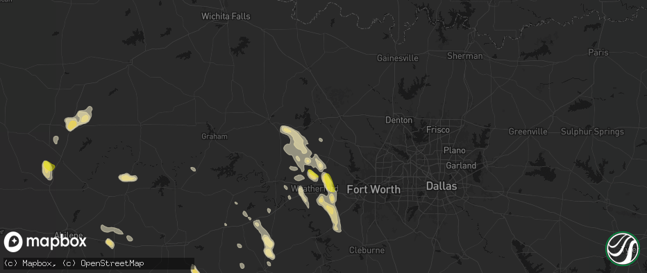 Hail map in Paradise, TX on May 28, 2026