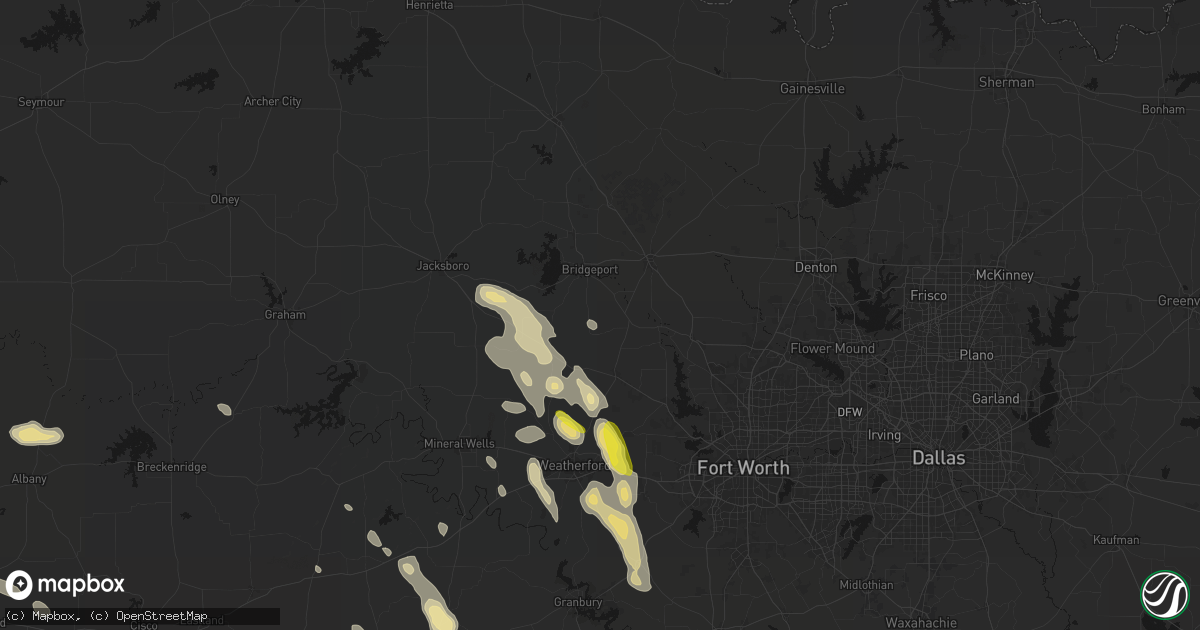 Hail map in Paradise, TX on May 28, 2026