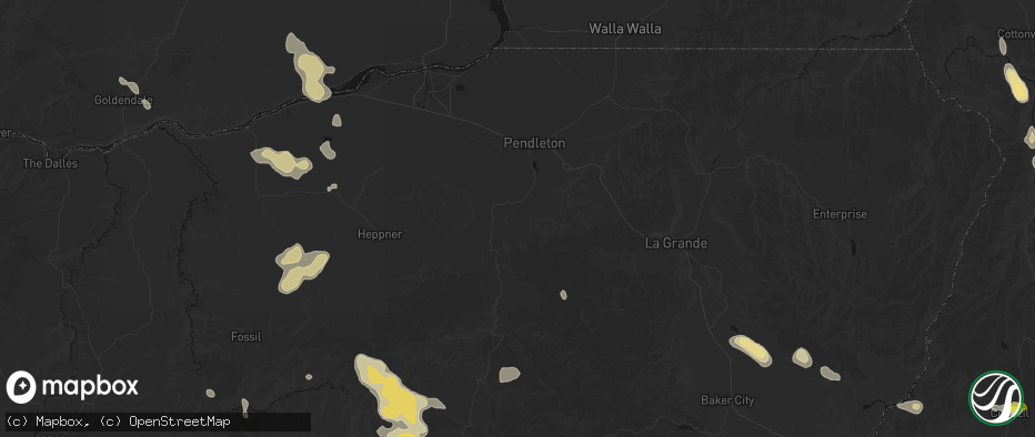Hail map in Pilot Rock, OR on May 28, 2026