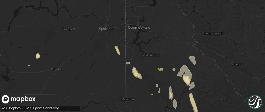 Hail map in Plummer, ID on May 28, 2026